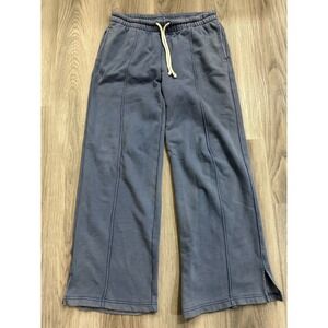 Aerie Womens Wide Leg Pintuck Sweatpants Faded Blue Drawstring Size L